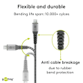 Miniatyrbild 5 av 9: Micro-USB till USB-A textilkabel med metallkontakter 1 m
