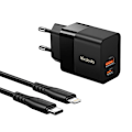 Miniatyrbild 2 av 3: Väggladdare Mcdodo CH-1952 USB + USB-C, 20W + USB-C till Lightning-kabel (svart)