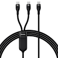 Miniatyrbillede 3 af 10: 2-i-1 USB-kabel Baseus Flash Series USB-C til USB-C 100W, 1,5 m (sort)