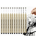 Miniatyrbild 4 av 4: Precision Fineliner Pen Set Svarta Pennor för Ritning 6 delar