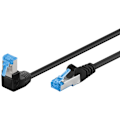 Miniatyrbild 1 av 4: Patchkabel CAT 6A, 1x 90° vinklad, S/FTP (PiMF), svart, 0,25 m
