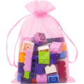 Pikkukuva 5 / 5: 50 Pack elegantti vaaleanpunainen organza kiristysnauha laukkuja - koruja ja lahjoja (7x9cm) Vaaleanpunainen