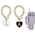 Miniatyrbillede 1 af 4: Stanley Cup Charms: Hjerteformet Sort & Hvidt Sæt med 2