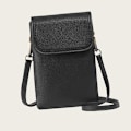 Miniatyrbillede 4 af 4: Kvinders Crossbody-telefontaske, PU-læder etui til multikortslot Sort