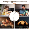 Miniatyrbillede 4 af 8: INF Genopladelig LED bordlampe med lysdæmper og bøjelig fod, Hvid