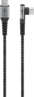 USB-C™ till USB-C™ textilkabel med metallkontakter (rymdgrå/silver), 90°, m