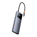 Miniatyrbillede 6 af 11: Hub 6in1 Baseus Metal Gleam 2-serien, USB-C til 2xUSB 3.0 +USB-C + HDMI + USB-C PD + Ethernet RJ45