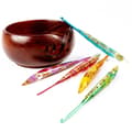 Miniatyrbillede 3 af 8: Resin Floral Crochet Hook Set 9-Piece — Extended Solid Aluminum Single-Head Hooks, Multicolor
