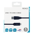 Miniatyrbild 2 av 3: USB-C to USB-A cable, 1.5m, 3A, USB 2.0, black