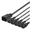 Miniatyrbild 3 av 3: IEC C20 to 5x IEC C13, Y-splitter cable,1m, 16A/250V, black