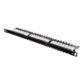 Pikkukuva 1 / 5: UTP patch panel 24xRJ45 Cat6 0.5U 19" cable support black