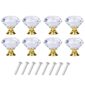 Miniatyrbillede 1 af 5: Diamantformede knopper i glas Transparent / Guld 8 stk
