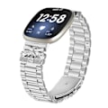 Miniatyrbillede 1 af 6: Funklende sommerfugl Fitbit Versa 3/4 rem med tre rhinsten Sølv