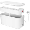 Miniatyrbild 1 av 7: Cable box - Kabelgömma med grenuttag + USB-A/USB-C-laddning Vit