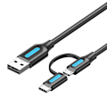 Pikkukuva 2 / 2: Kaapeli 2in1 USB 2.0 - USB-C/Micro USB Vention CQDBF 1m (musta)