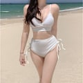 Miniatyrbillede 4 af 5: Elegant Halter Bikini Badedragt til Kvinder Hvid M