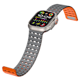Pikkukuva 4 / 7: Kellonranneke Apple Watch Series 1-9:lle, 42/44/45 mm Harmaa+oranssi