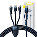 Miniatyrbild 7 av 7: 3-i-1 USB-kabel Baseus Flash Series 2, USB-C + micro USB + Lightning, 100W, 1,5 m (blå)
