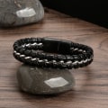 Miniatyrbillede 5 af 5: Armbånd i armbånd i flettet PU-læder til mænd S