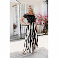 Miniatyrbillede 2 af 6: Maxi-kjole med zebraprint - Sort S