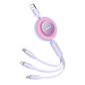 Miniatyrbild 6 av 7: Baseus Bright Mirror 3, USB 3-i-1-kabel för micro USB / USB-C / Lightning 66W / 2A 1,1m (lila)