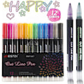Miniatyrbild 3 av 3: Livfullt Dubbel Linje Kontur Marker Set för Konst 12-pack