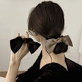 Miniatyrbillede 2 af 4: 2 stk. store silkehårbånd satin scrunchies til tykt hår Sort