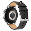 Miniatyrbild 1 av 3: Armband i äkta läder för Huawei GT4 Pro Svart + Silver 22 mm