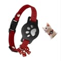 Miniatyrbild 3 av 4: Adjustable Reflective Cat Collar with Silicone Holder kompatibelt med Apple AirTag - Waterproof Polyester Pet Tracker Strap Red Red