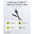 Miniatyrbild 3 av 11: Lightning-USB-A supersoft textilkabel med metallkontakter, 1 m, svart