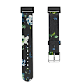 Miniatyrbillede 2 af 3: Sort & Blå Peony Læder Urrem til Fitbit Charge 4/3