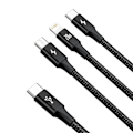 Miniatyrbild 3 av 11: Baseus Rapid Series 3-i-1 kabel USB-C För M+L+T 20W 1,5m Svart