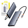 Miniatyrbillede 10 af 10: Hub 13in1 Baseus PortalJoy USB-C til HDMI+DP+VGA+C+USB+PD+RJ45+SD/TF+3,5 mm (grå)