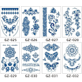 Miniatyrbild 6 av 8: Tillfällig tatueringsdekal, blå blommig design 3