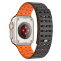 Miniatyrbillede 1 af 7: Åndbar magnetrem til Apple Watch Series 1-9 generationer 42/44/45 mm Sort+orange