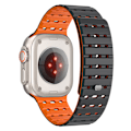 Miniatyrbillede 1 af 7: Urrem til Apple Watch Series 1-9, 42/44/45 mm Sort+orange