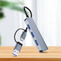 Miniatyrbild 4 av 5: Dual USB-C och USB-A Hub med 1 USB3.0-port och 3 USB2.0-portar