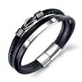 Miniatyrbillede 1 af 5: Flettet læderarmbånd til mænd sort