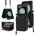 Miniatyrbillede 1 af 8: Sort kortholder foldbart telefoncover til Samsung Galaxy Z Flip 5