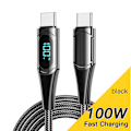 Miniatyrbillede 1 af 5: 100W Digital Display USB-C Kabel - Flettet Sort 1M