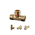 Pikkukuva 1 / 3: Messinkinen T-liitin, 1/2" piikki x 1/2" uros NPT x 1/2" piikki Kolmisuuntainen liitin
