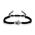 Miniatyrbillede 1 af 5: Macramé armbånd med beskyttende Hamsa hånd Sort