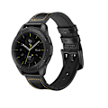 Miniatyrbillede 1 af 6: Silikone- og læderrem til Galaxy Watch 3/5 Sort 22 mm