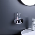 Miniatyrbild 5 av 5: Självhäftande tandborsthållare, tandborsthållare vägg Svart
