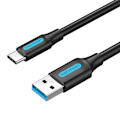Miniatyrbillede 2 af 2: USB 3.0 A til USB-C kabelventil COZBH 2m Sort PVC