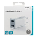 Miniatyrbild 3 av 4: USB wall charger, 2x USB-A, 2.4 A, max total 12 W, white