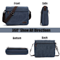 Miniatyrbild 2 av 4: Messenger bag Crossbody väska i canvas och läder Mörkblå