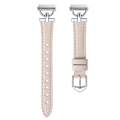 Miniatyrbild 3 av 3: Armband i äkta läder för Fitbit Versa 4/3/Sense - Roséguld