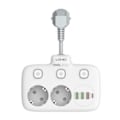 Pikkukuva 1 / 10: Virtajohto 2 AC-pistorasialla, 3x USB, USB-C, LDNIO SE2435, 2500W (valkoinen)