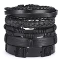 Miniatyrbild 2 av 5: INF Handgjorda Läderarmband, 5-pack Svart